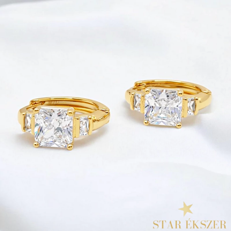 Leni 18K antiallergén köves fülbevaló clear