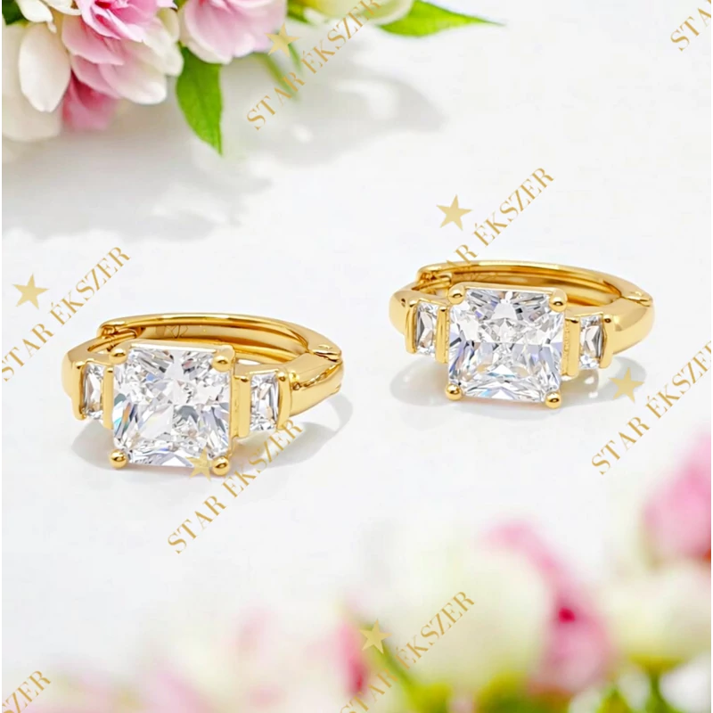 Leni 18K antiallergén köves fülbevaló clear