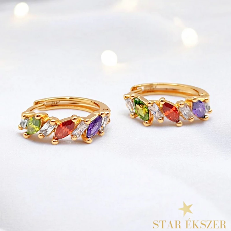 Meli 18K antiallergén köves fülbevaló dark