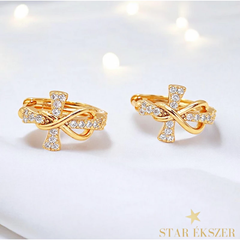 Neria 18K antiallergén keresztes végtelen fülbevaló 