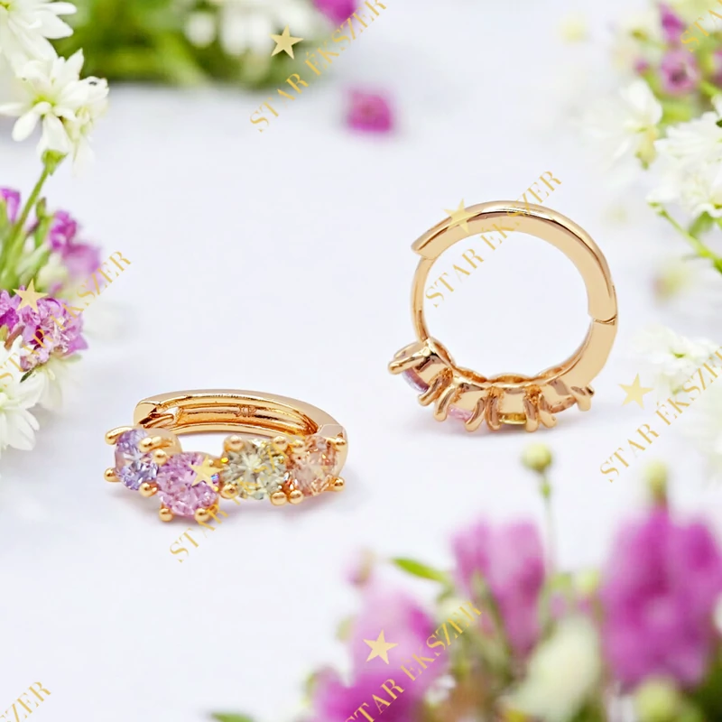 Niva 18K antiallergén színes fülbevaló