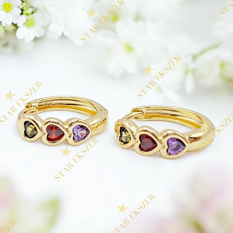 Sky 14K antiallergén szíves fülbevaló