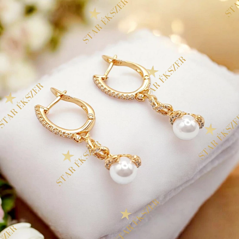 Zorella 18K antiallergén gyöngyös fülbevaló 