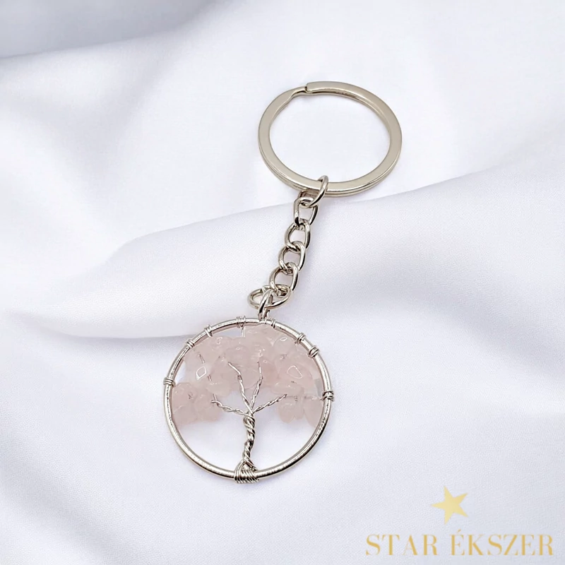 Love Tree – Rózsakvarc Életfa Kulcstartó