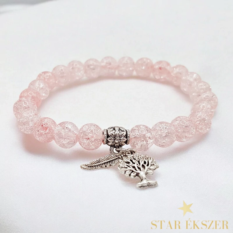 Blush Spirit – Rózsaszín Roppantott Kvarc Karkötő