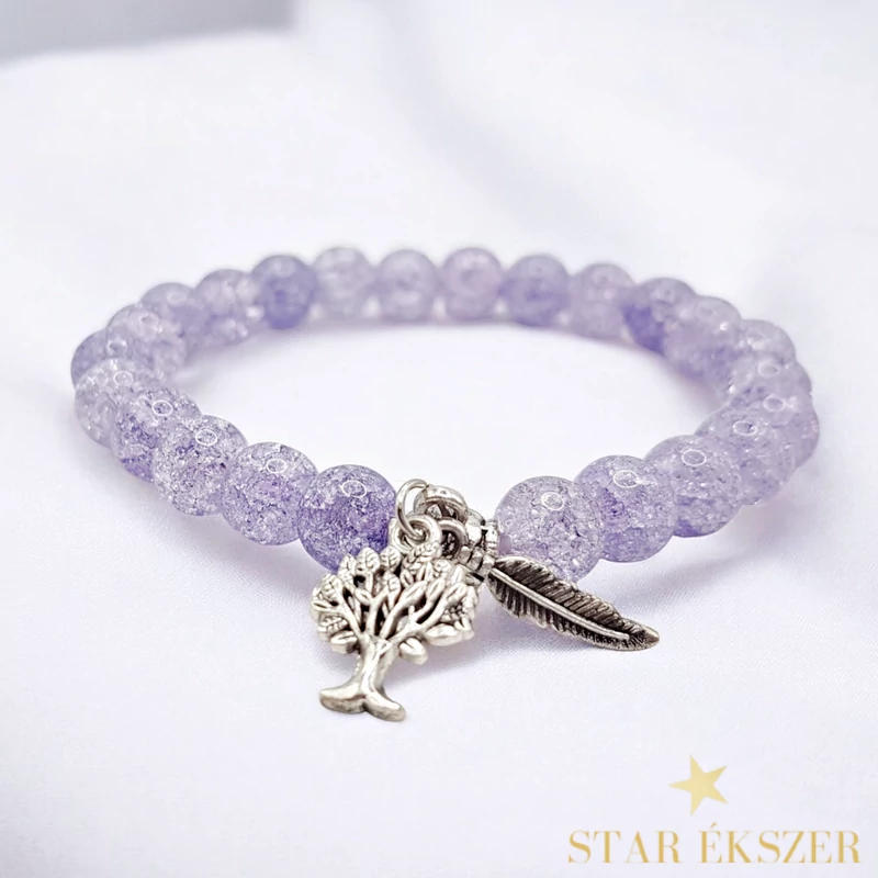Crystal Spirit – Lila Roppantott Kvarc Karkötő