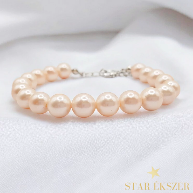 Peach Elegance – Barack Árnyalatú Gyöngy Karkötő