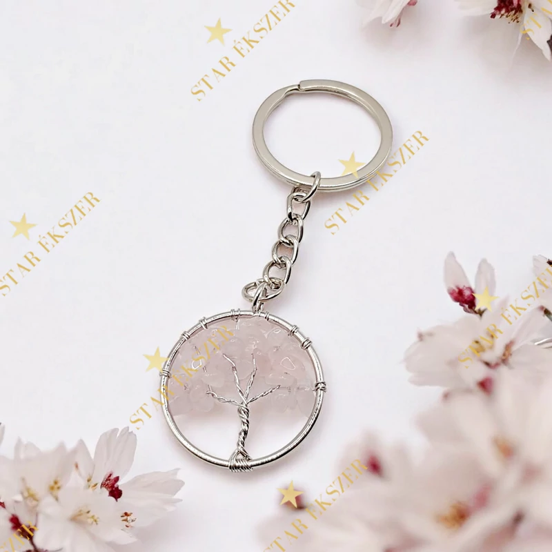 Love Tree – Rózsakvarc Életfa Kulcstartó