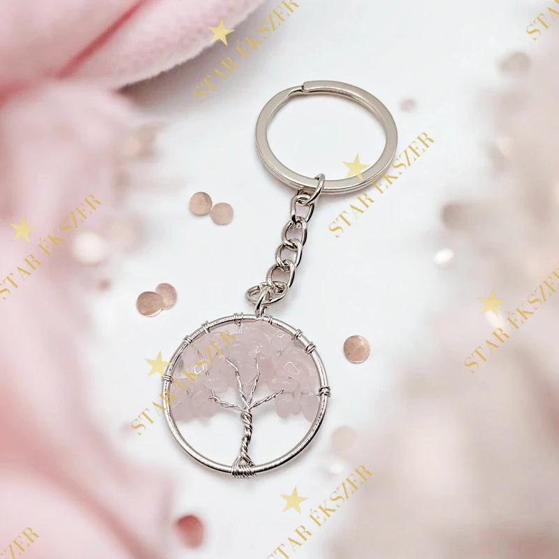 Love Tree – Rózsakvarc Életfa Kulcstartó