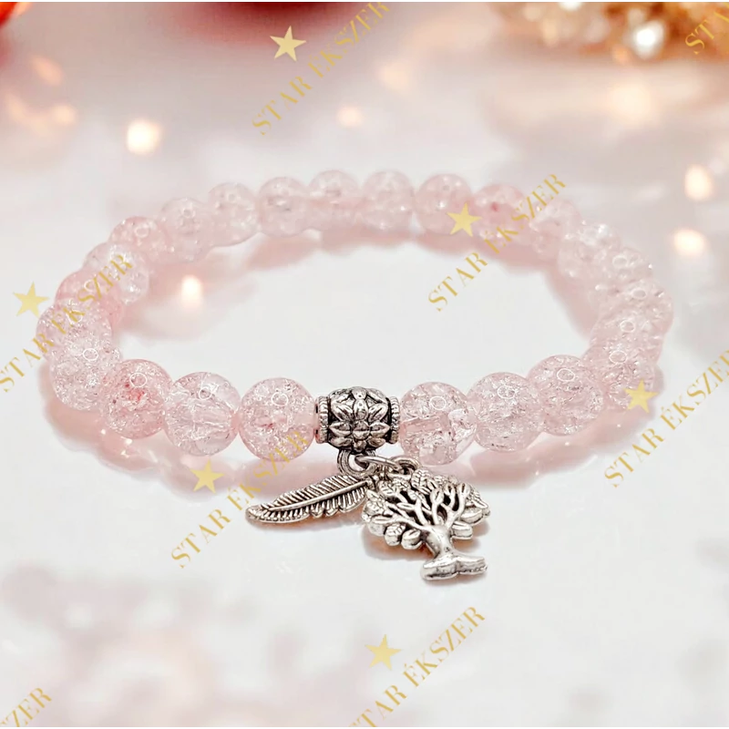 Blush Spirit – Rózsaszín Roppantott Kvarc Karkötő