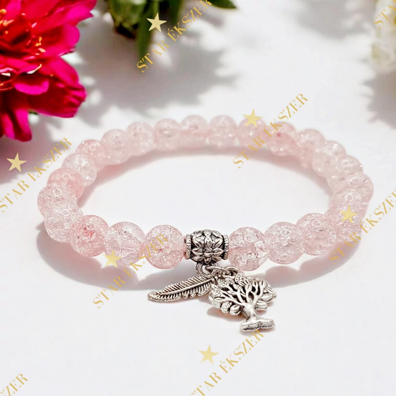 Blush Spirit – Rózsaszín Roppantott Kvarc Karkötő