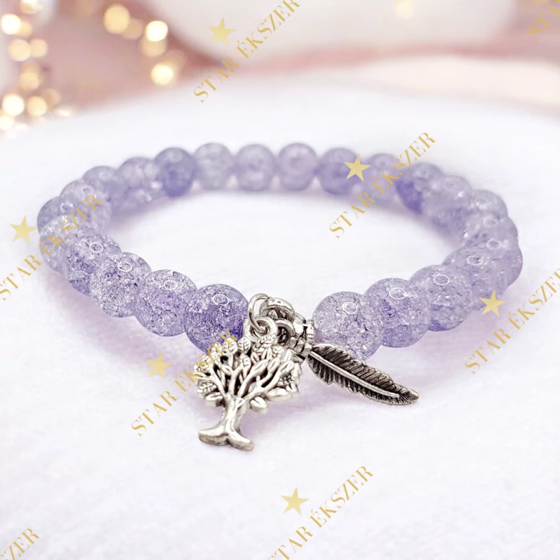 Crystal Spirit – Lila Roppantott Kvarc Karkötő