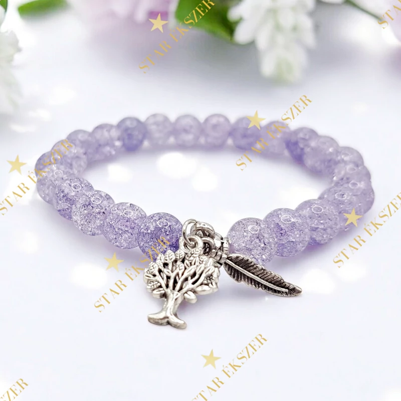 Crystal Spirit – Lila Roppantott Kvarc Karkötő