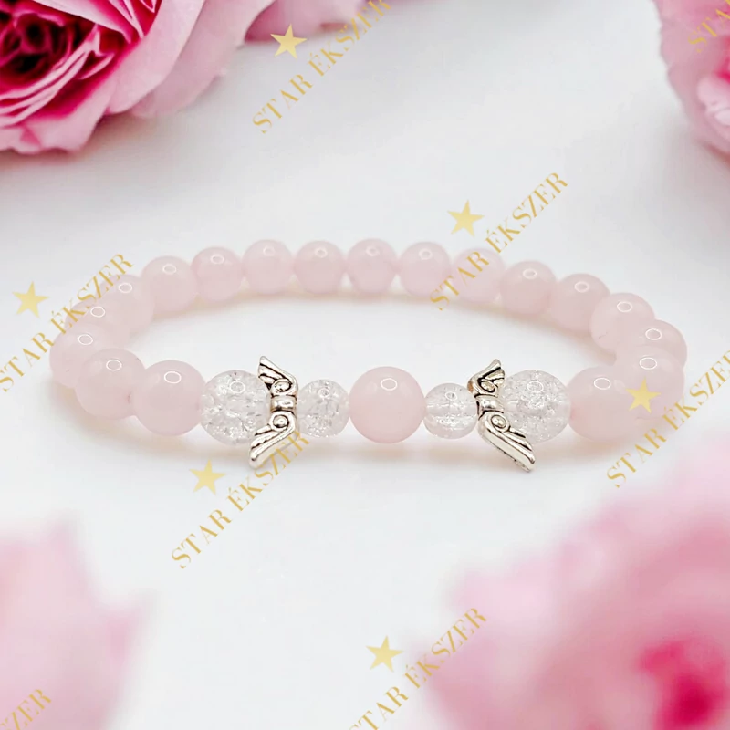 Angel Love – Rózsakvarc és Hegyikristály Ásvány Karkötő