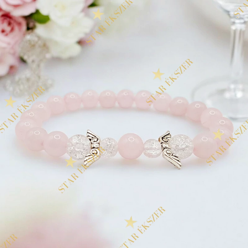 Angel Love – Rózsakvarc és Hegyikristály Ásvány Karkötő