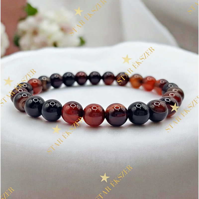 Fire Balance – Vörös és Fekete Achát Ásvány Karkötő