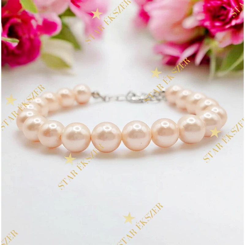 Peach Elegance – Barack Árnyalatú Gyöngy Karkötő