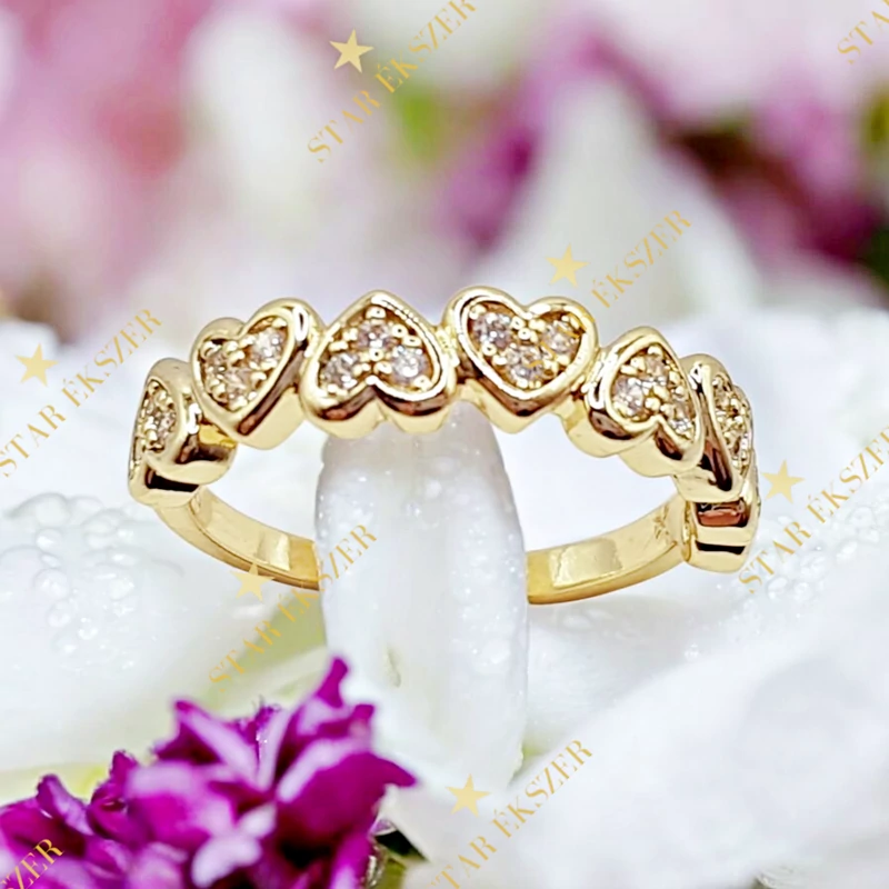 Amorelle 14K antiallergén szíves gyűrű 57-es