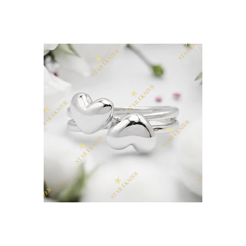 Aura White antiallergén szíves gyűrű 57-es