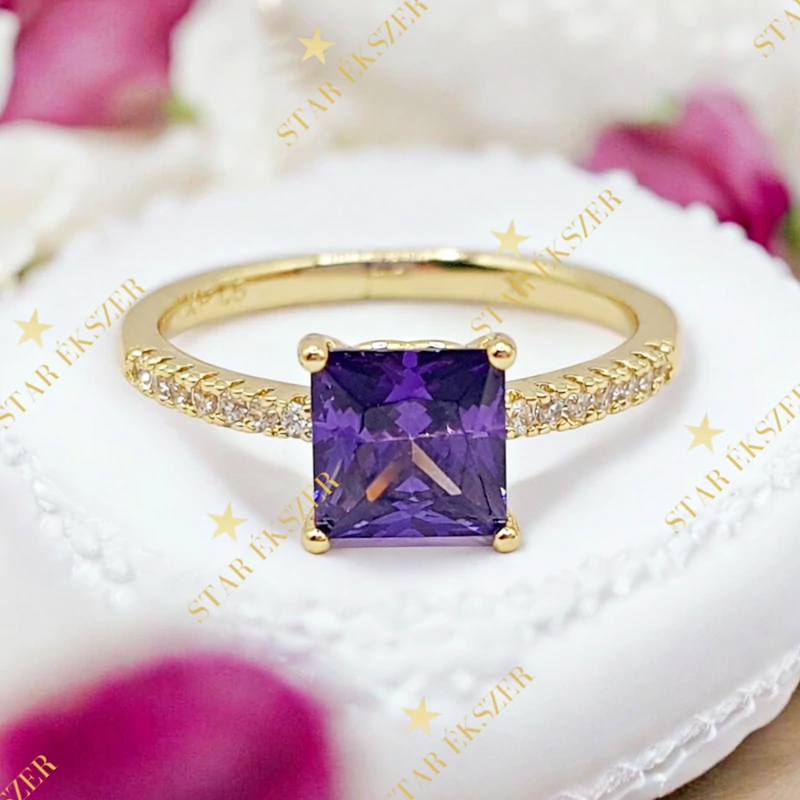 Meloria 14K antiallergén gyűrű 59-es lila