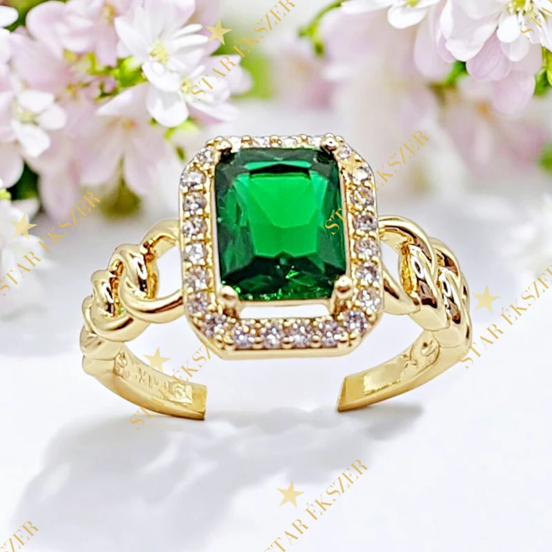 Orlisse 14K antiallergén gyűrű 57-es zöld