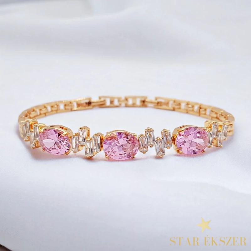 Iselin 18K antiallergén karkötő 17/19cm pink