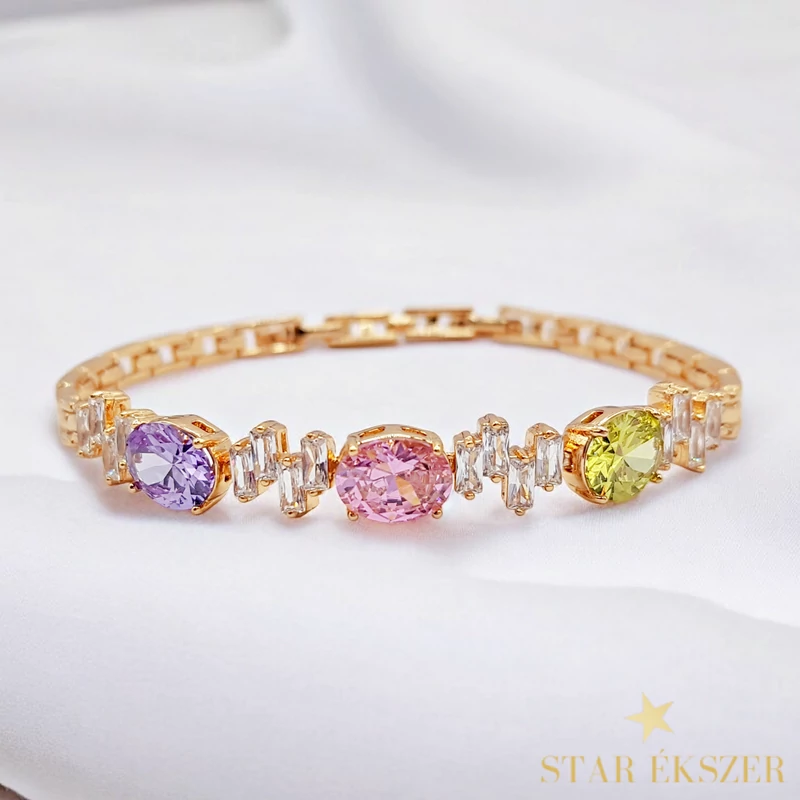 Iselin 18K antiallergén karkötő 17/19cm színes