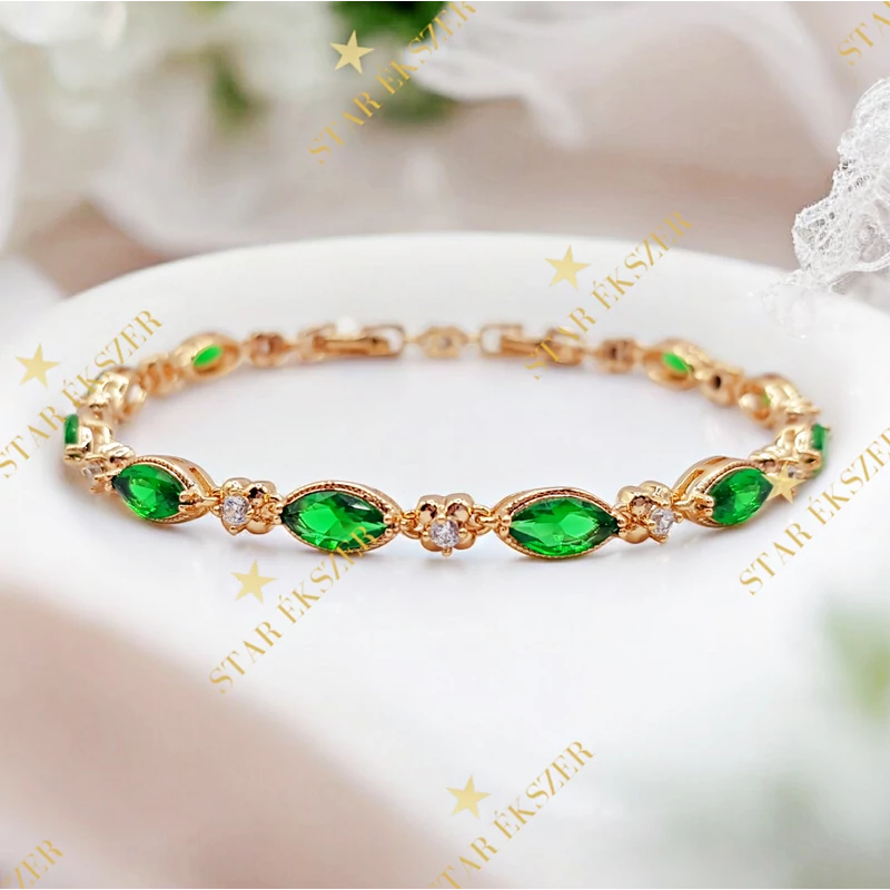 Liora 18K antiallergén karkötő 18/20cm zöld