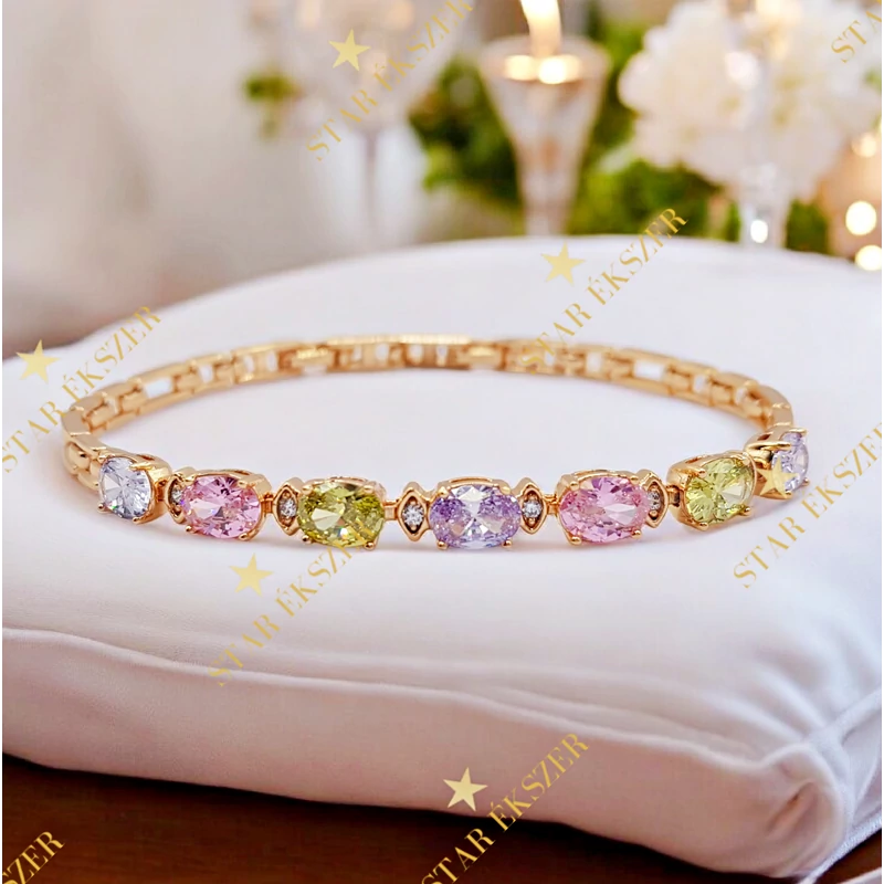 Maura 18K antiallergén karkötő 17/19cm színes