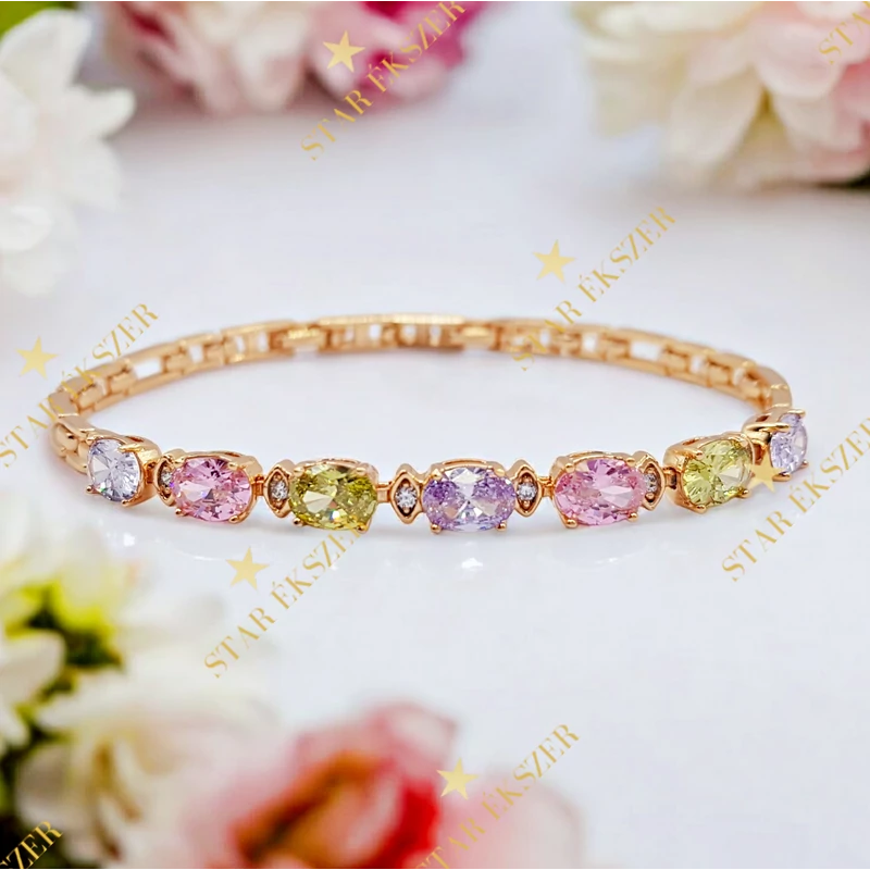 Maura 18K antiallergén karkötő 17/19cm színes