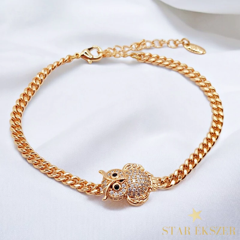 Mirel 18K antiallergén baglyos karkötő 17+5cm