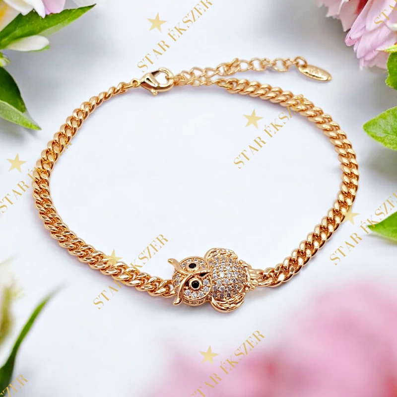 Mirel 18K antiallergén baglyos karkötő 17+5cm