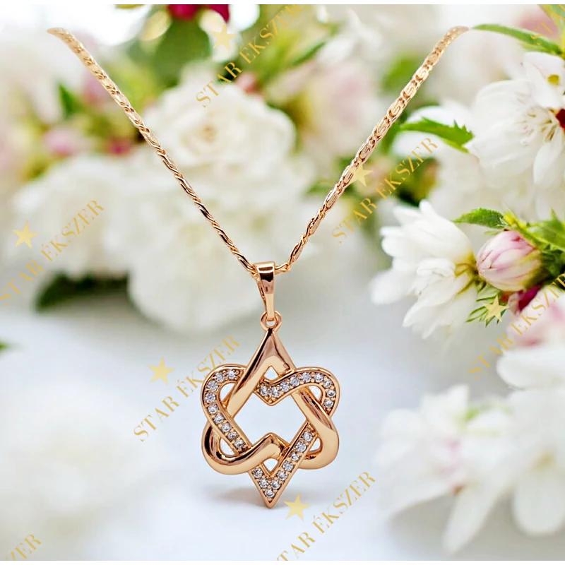 Mellar 18K antiallergén dupla szív medálos nyaklánc 50cm