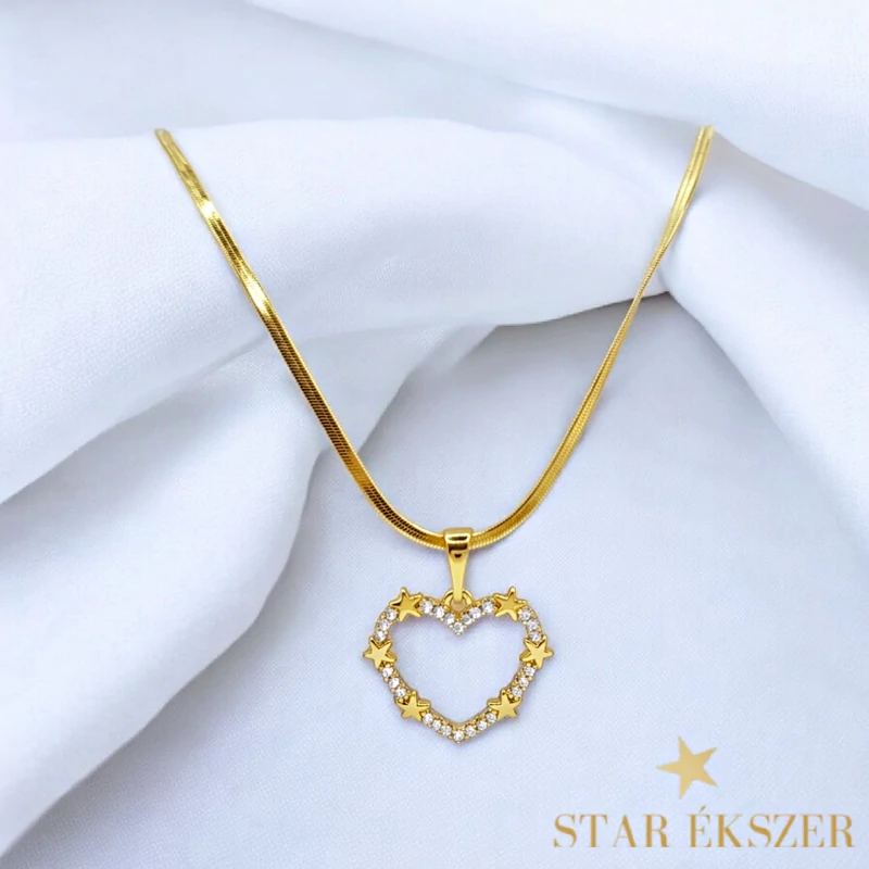 Sher 14K antiallergén szív medálos nyaklánc 45cm