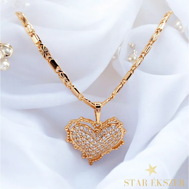 Tiffany 18K antiallergén szív medálos nyaklánc 50cm/4mm