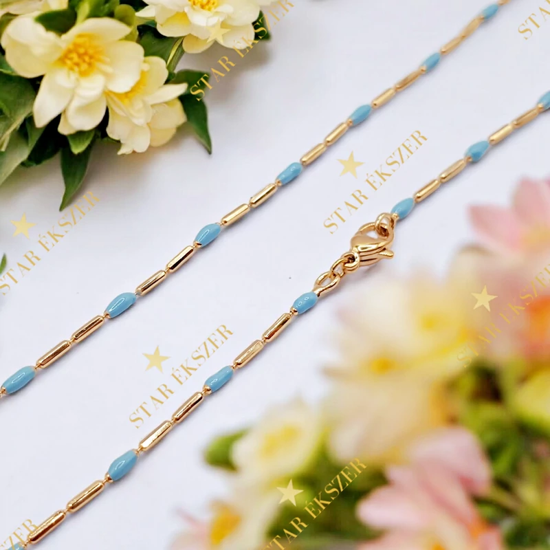 Lina 18K antiallergén nyaklánc 45cm kék