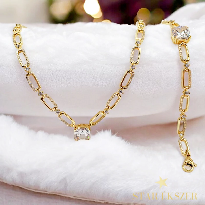 Opal 14K GF. antiallergén Ékszerszett 50/21cm