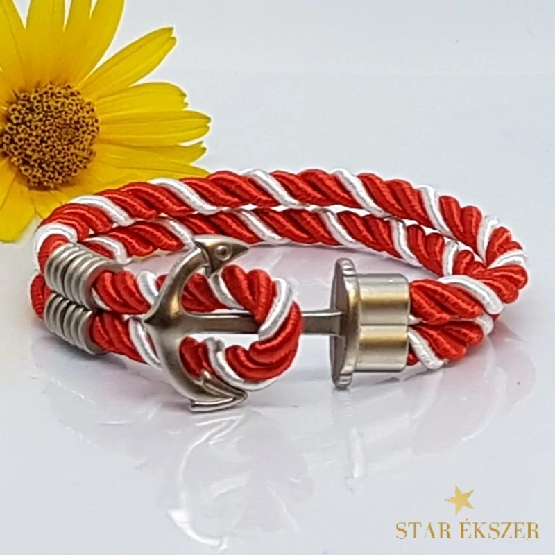 Tengerész Divat karkötő Piros-fehér