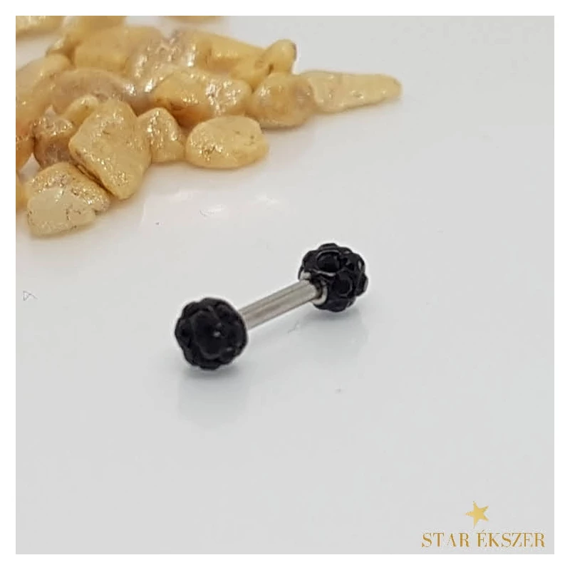 Egyenes szárú piercing 316L fekete
